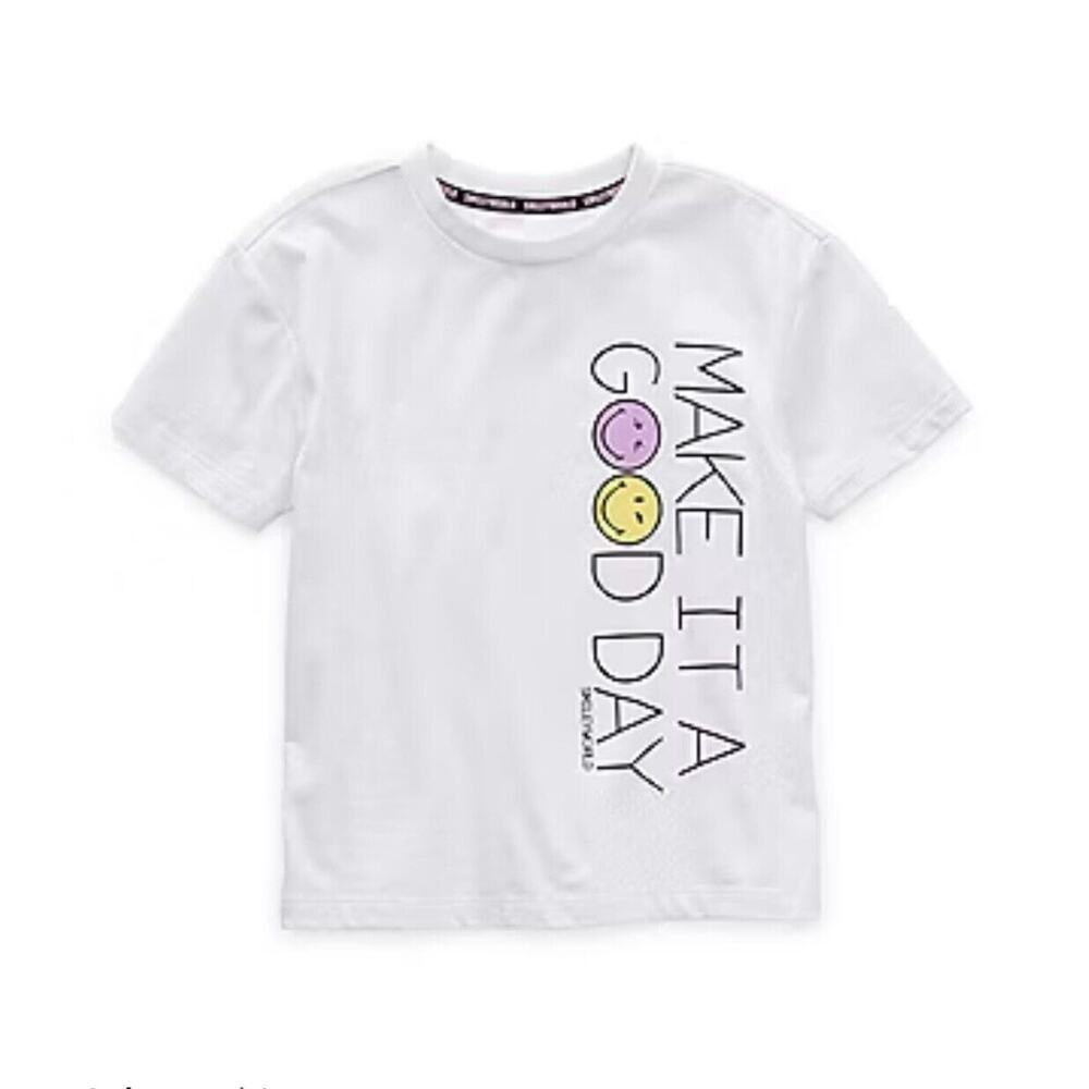 SmileyWorld Make It A Good Day Happy Face Round Neck Short Sleeve Top Size L 14